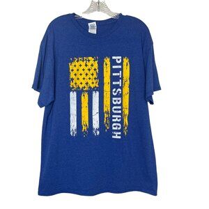 Pittsburgh Flag Graphic Tshirt Mens Large Blue Yellow Delta Pro